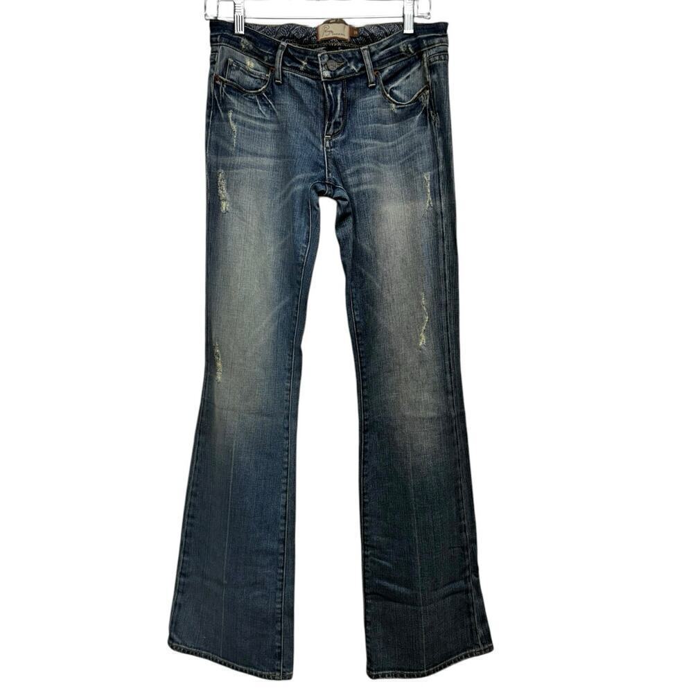 NWOT Rare Paige Laurel Canyon Distressed Flare Leg Jeans Size 28